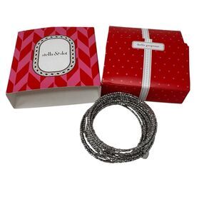 Stella & Dot Silver Bardot Spiral Bangle Bracelets NEW